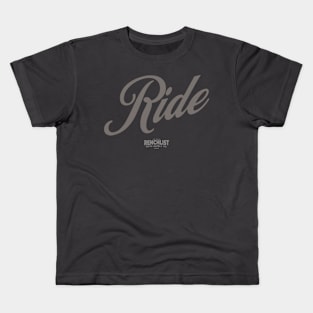 'Ride' Motorcycle T-Shirt in Bold Cursive Lettering Kids T-Shirt